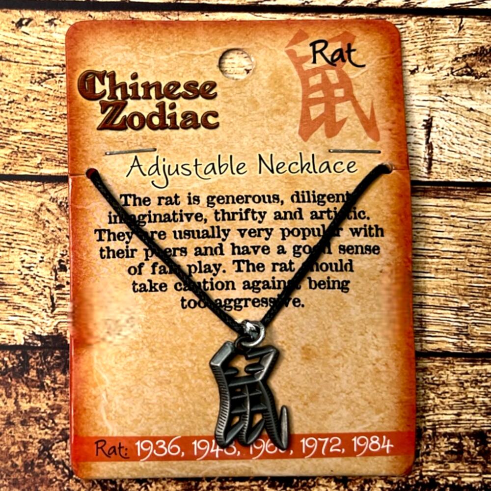 Chinese Hanzi Zodiac Adjustable Charm Necklace Year Of The RAT